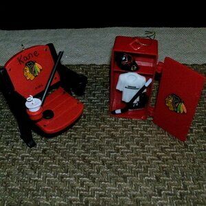 LOT 2 Collectible Chicago Blackhawks Hockey NHL Ornaments LOCKER & STADIUM CHAIR